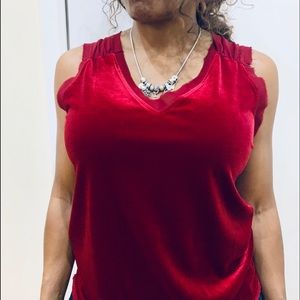 Red Velvet Racer Mesh Back Top
